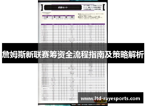 詹姆斯新联赛筹资全流程指南及策略解析